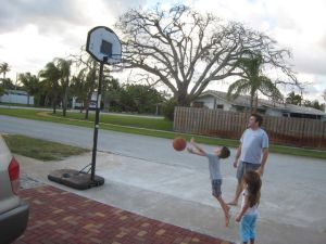 Bought this b-ball goal from a neighbor for $10.  Daily fun!
